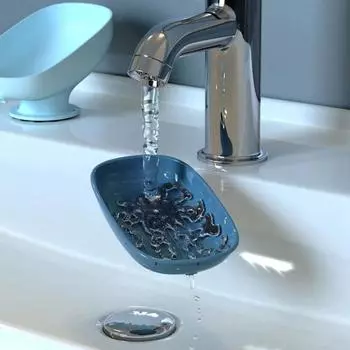 Дренажная мыльница, супер присоска, мыльница, подставка для ванны и душа, контейнер для хранения губок, коробка, принадлежности для ванной комнаты синий