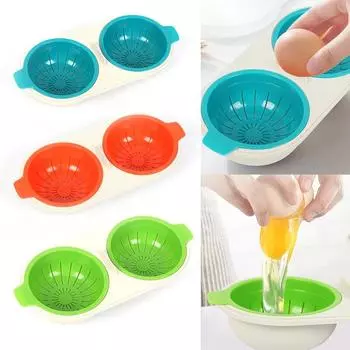 Дренажная яйцеварка с двумя чашками и крышкой для варки яиц Форма для приготовления яиц Форма для варки яиц-пашот для микроволновых печей зелёный