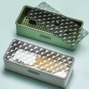 Дренажный двухслойный держатель для палочек для еды Пластиковый контейнер для хранения столовых приборов Клетка для палочек для еды Poons зелёный