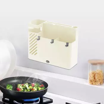 Дренажный контейнер для палочек для еды, подставка для кухонных принадлежностей, настенное крепление, органайзер для столовых приборов, прочный держатель для палочек для еды белый