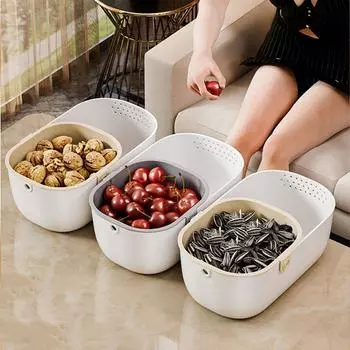 Дренируемый ящик для хранения закусок, утолщенная коробка для сухофруктов, практичная тарелка для фруктов для дома белый/бежевый