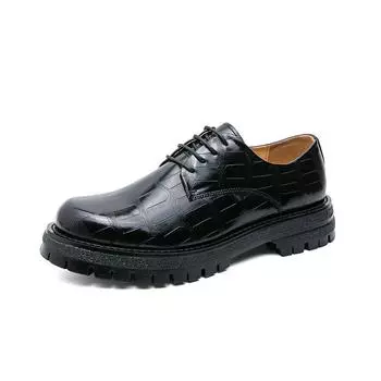 Dress business casual leather shoes brown big head shoes men s retro Goodyear platform British wedding shoes factory 38