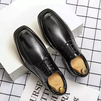 Dress business leather shoes men s square head hot sale high-grade professional with suit leather shoes size 48 wedding men s shoes 38