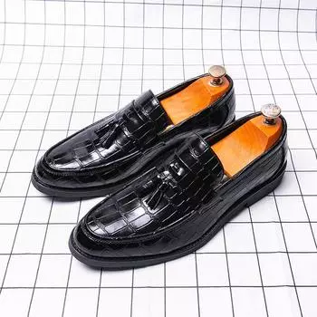 Dress Business Leather Shoes New Brock British Leather Shoes Men s Tassel One Pedal Loafers Men s 38