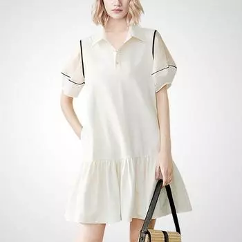 Dress Casual Sweet Lotus Leaf White Shirt Rice White S