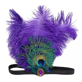 Dress Feather Fancy Peacock Purple Womens Headpiece Headband Fascinator