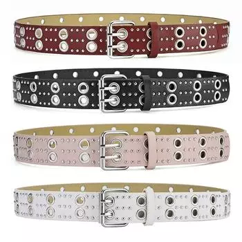 Dress For Men Trousers Fashion Personality Rivet Waistband Waist Belt PU Leather Belt Waist Strap чёрный