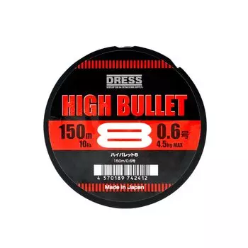 DRESS HIGH BULLET 8 PE Леска 150м Леска набор из 8 штук Видимость Сильная Высокая чувствительность Нет. 0.6 оранжевый
