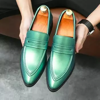 Dress Shoes for Men Big Size 47 Green Purple Luxury Leather Male Casual Mens Shoes Man Wedding Mens Fashion Oxfords Loafers 38