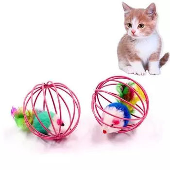 Дрессировка домашних животных Игры в помещении Аксессуары для кошек Дразнилка для кошек Игрушка-клетка Игрушка-мышка Игрушки для кошек Товары для животных 1PC Random Color