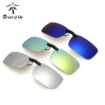 DRESSUUP новые квадратные зеркальные поляризационные солнцезащитные очки на зажиме для женщин и мужчин, зажим для очков UV400 Lo C2