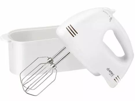 dretec Lightweight 740g hand mixer with 5 speed cord and case that can store the beater HM-703WT (White) settings/power