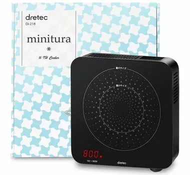 Dretec Single Person IH Cooking Heater Настольный электрический небольшой 800 Вт кемпинговое оборудование плита нагреватель компактный черный портативный стильный