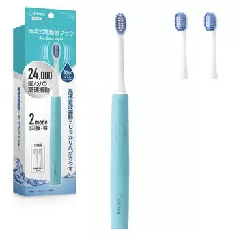 dretec Sonic Electric High Speed Battery 2 30-секундное уведомление 2 минуты Auto Power Blue Зубная щетка, водонепроницаемая, вибрация, управляемая, режимы,