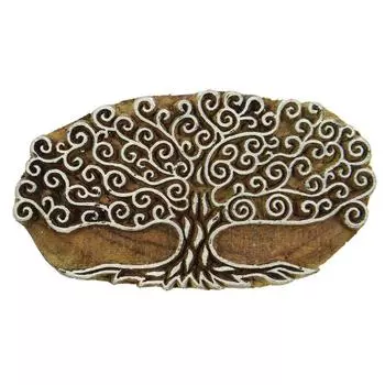 Древесина Индийский деревянный блок Художественные штампы Вырезанный вручную печатный блок Текстильный штамп 2.4X2 Inches коричневый