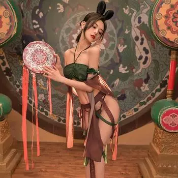 Древнее эротическое нижнее белье Hanfu косплей летающий Дуньхуан Западные регионы эротический чистый желание сексуальный женский пижамный комплект suitable for 80-62.5 kg