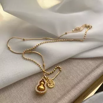 Древнее песочное золотое ожерелье с бриллиантовой тыквой-фуманом, гальванизированная цепочка из настоящего золота 22 карата для женщин