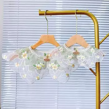 Древнее платье для верховой езды Hanfu с облачным плечом Eugen Yarn Pearl, воротник из голубого кружева для взрослых, многофункциональный накладной воротник