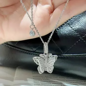 Древнее вращающееся ожерелье из тыквы Фулу, легкое, роскошное, модное, супер фея, полая бабочка, слегка инкрустированная бриллиантовым кулоном, женское