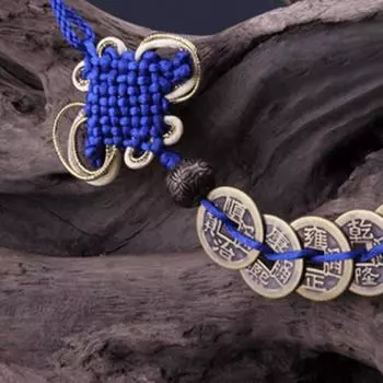 Древние 5 медных монет Красный китайский узел Фэн-шуй Богатство Успех Талисман на удачу Домашний автомобиль красный