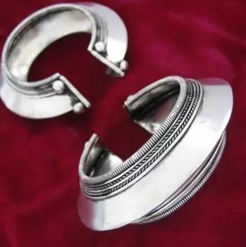 Древние серебряные украшения ручной работы Мяо, индивидуальные украшения, традиционное преувеличение, гегемония, браслет с краями в старом стиле