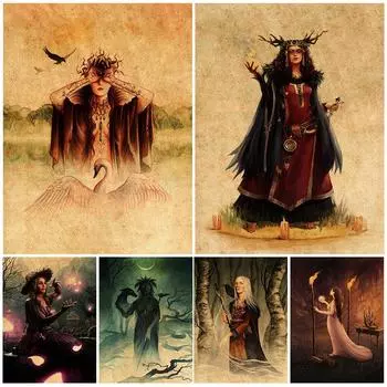 Древние волшебники, загадочная магия, художественные постеры и принты, волшебство и ведьмы, ретро настенная живопись маслом 21cm30cm NoFrame