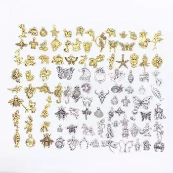 Древние золотые и серебряные смешанные животные сплавы ювелирные изделия подвески для DIY ожерелий и браслетов Mixed Pendants