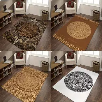 Древний ацтекский календарь принт ковер противоскользящий коврик для гостиной кухни спальни декоративный коврик машинная стирка входной коврик 40X60cm-16x24in