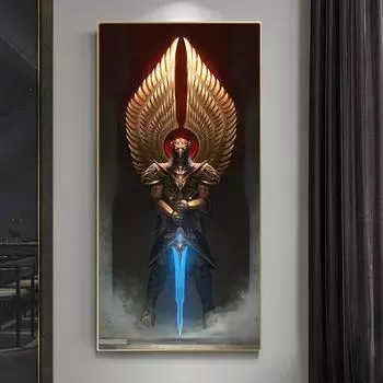 Древний Бог Гор Броня Воин Плакат Настенное Искусство Печать на Холсте Фэнтези Мифические Фигуры Портреты Живопись Гостиная Домашний Декор 20x40cm no frame белый