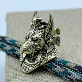 Древний Египет Бог Смерти Голова Шакала Латунные Бусины для EDC Ножа Сделай Сам Плетеный Паракордовый Темляк Подвески Ювелирные Изделия Аксессуары для Отдыха бронзовый