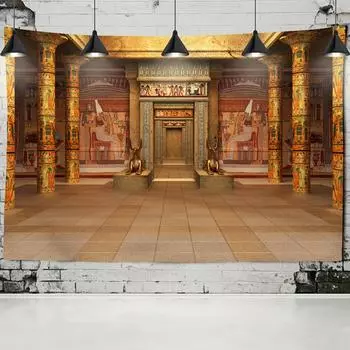 Древний египетский гобелен со зданием, настенный полиэстер с принтом, ретро настенная роспись в стиле хиппи, богемный матрас, домашний декор для спальни 95x70CM