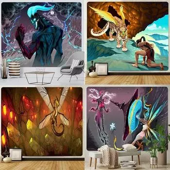 Древний гобелен с изображением дракона на поле битвы, украшение для офиса, гостиной, настенный гобелен для дома 100x75cm