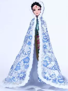 Древний китайский костюм, синий плащ для куклы Барби, одежда, пальто, мантия, большой скрытый чехол, одежда, наряды для куклы BJD 1/6 синий