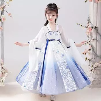 Древний костюм ханьфу для девочек, детское платье для маленьких девочек в китайском стиле, платье Тан, юбка принцессы, национальный костюм, детский S