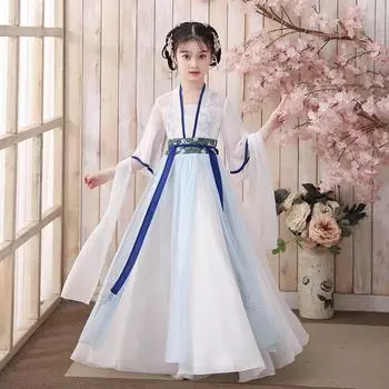 Древний костюм ханьфу для девочек, детское платье для маленьких девочек в китайском стиле, платье Тан, юбка принцессы, национальный костюм, детский S