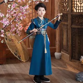 Древний костюм ханьфу для девочек, детское платье для маленьких девочек в китайском стиле, платье Тан, юбка принцессы, национальный костюм, детский S