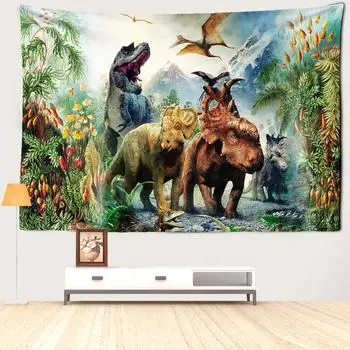 Древний лесной динозавр гобелен настенный абстрактное загадочное искусство колдовство хиппи Тапитц гостиная спальня домашний декор 95x73CM