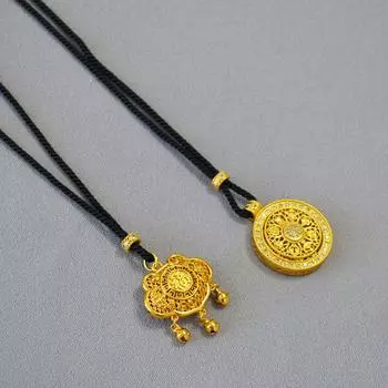 Древний позолоченный вращающийся компас с восемью сокровищами, счастливый символ колокольчика жуи, ожерелье с замком безопасности, цепочка для свитера