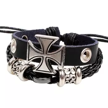 Древний Рим, металлический крест, браслет с косой для девочек и мальчиков, браслет из веревки коричневый