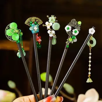 Древний стиль ханьфу вилка для волос бабочка/цветок заколки для волос декоративная деревянная шпилька свадебная вечеринка Style B