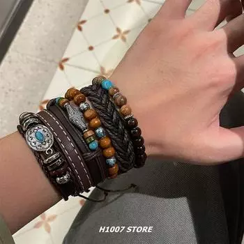 Древний стиль отходов почвы Мужской браслет Богемный этнический стиль Женский ремешок для ношения Нишевый стиль Парный браслет Ручные украшения