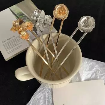 Древний стиль U-образная заколка для волос Шпилька для волос в китайском стиле Цветочная заколка для волос Фотография Gold-Style A