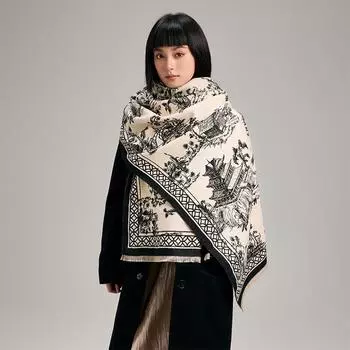Древний стиль, Зимнее тепло, Мода, Высококачественный шарф, замедляющий старение, Литературное ретро, Двусторонняя шаль, Шарф-плащ, Женщины 185cm хаки