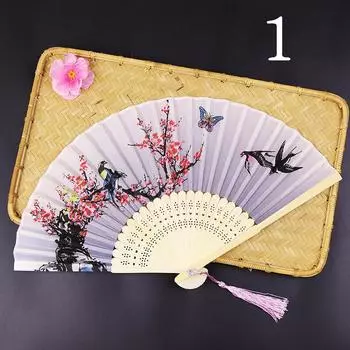 Древний веер, студенческий ханьфу древний складной веер, популярный танцевальный веер в живописных местах One Size красный