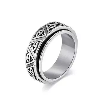 Древняя египетская мифология Глаз Гора Поворотное кольцо из нержавеющей стали для мужчин Треугольная пирамида-защитник Титановые украшения Мужское кольцо на палец в стиле хип-хоп 7#