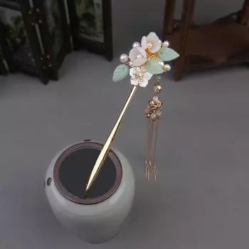 Древняя ханьфу Джейн зеленая шпилька для волос женский головной убор старинные аксессуары для волос шпилька супер бессмертная одиночная шпилька кисточка жемчужный диск волосы оптовая продажа