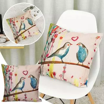 Древняя картина маслом птицы льняная наволочка наволочка подходит для автомобиля, дивана и домашнего использования One Size