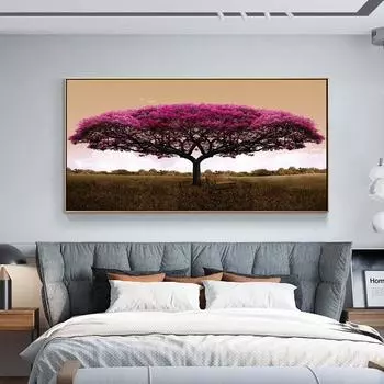 Древо жизни Густав Климт Пейзаж Цветы Настенная картина на холсте Скандинавский постер с принтом Картина для гостиной Домашний декор 20x40cm No frame белый/чёрный