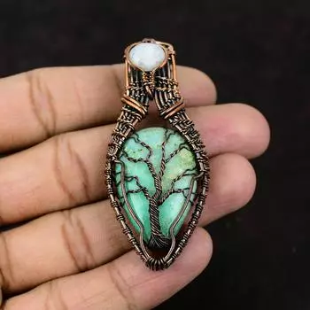 Древо жизни хризопраз медный кулон проволочная обертка ювелирные изделия драгоценные камни медные украшения радуга лунный камень ювелирные изделия подарок для нее антикварные ювелирные изделия