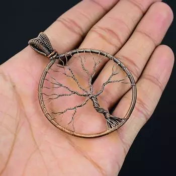 Древо Жизни Ювелирные Изделия Ручной Работы Обернутые Медной Проволокой Кулон Для Нее 2.76 Inches медный